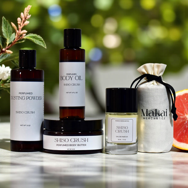 Collection of Shiso Crush fragranced body products